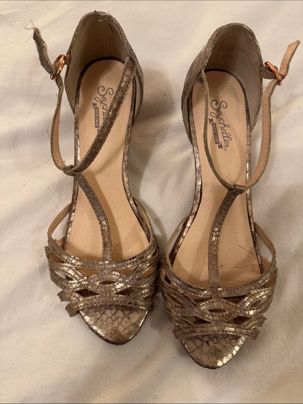 Seychelles Metallic Bronze Strappy Heels
